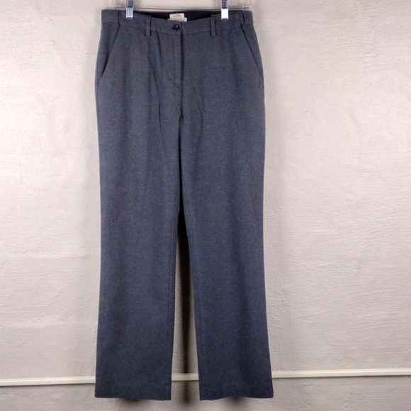 L.L. Bean Classic Fit Vintage Gray Brush Cotton High Rise Straight Leg Trousers - Picture 13 of 13